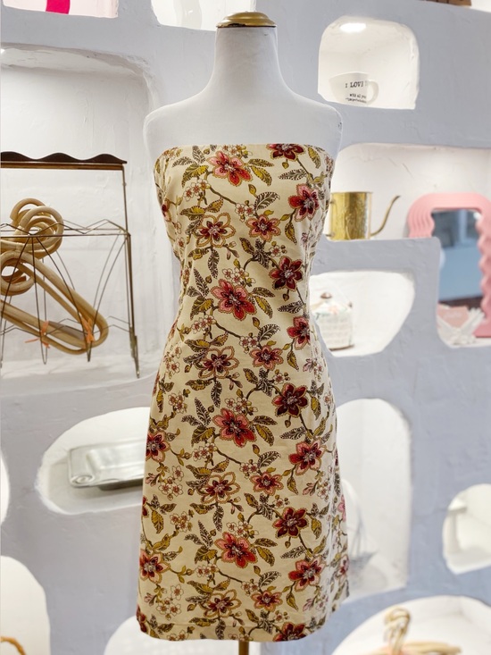Reitmans Dresses & Skirts - Y2K Vintage Light Yellow & Red Floral Cotton Strapless Midi Dress
